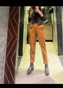 Shein Brown Leather Jeans Pants