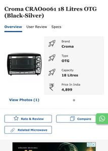 Croma Original Otg Oven 18 L