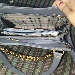 Gray Quilted Chain Bag