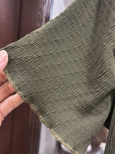 Olive Green Textured Blouse