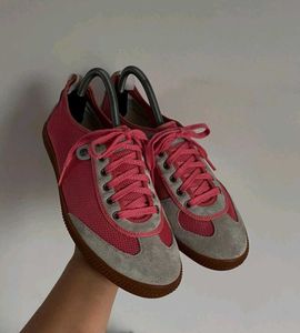 Pink & Grey Le Coq Sportif Suede Sneakers
