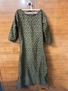 Olive Green Printed Kurta