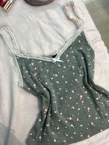 Floral Lace Trim Cami Top