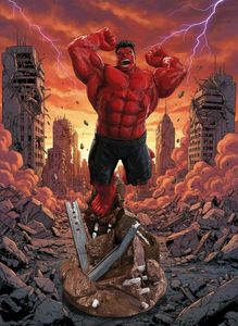 Red Hulk big 15 inch 3d printed statue and painted