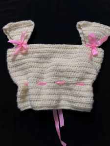 Crochet Crop Top with Ribbon