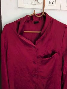 Maroon Satin Style Top