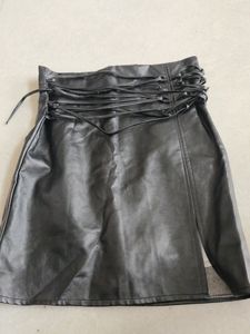 Adjustable Leather Skirt Skort