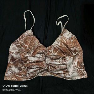 I. Brown Print Crop Top