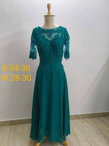 Emerald Lace Chiffon Gown