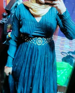 Teal Embellished Maxi Dress