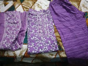 Purple Floral Print Salwar Kameez Kurta Set
