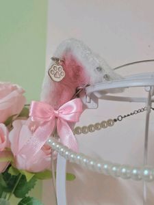 White Cat Ears With Paw Pendant 🎀✨️