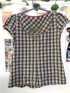 Plaid Puff Sleeve Top