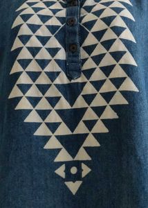 Denim Top with Geometric Print