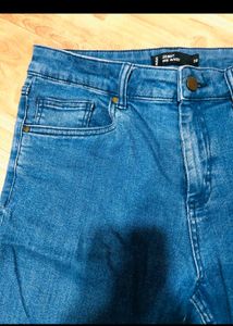Blue Denim Jeans with Ankle Detail