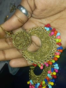 Colorful Beaded Jhumka Earrings