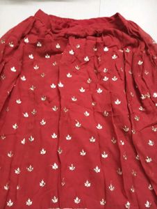 Red &amp; Gold Embellished Lehga Set