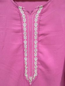 Pink Embroidered Kurti
