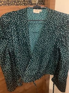 Green Polka Dot Crop Top