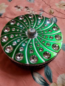 Green Rhinestone Trinket Box