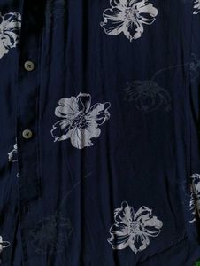 “Navy Blue Floral Printed Shirt | American Club|&#34;