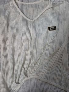 Sheer White V-Neck Top