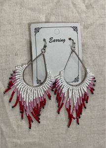 Combo Beaded Fringe Statement Earrings