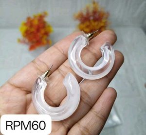 Stylish White Spiral Earrings