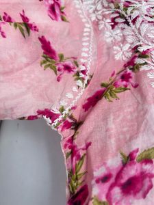 Floral Printed Chikankari Kurta