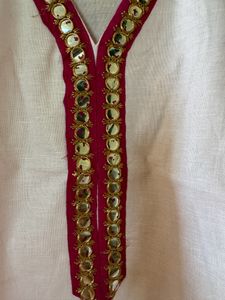 Beautiful Baby Pink Kurta Pant Set With Mirror Wor