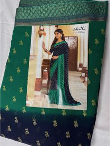 Beautiful Green And blue Saree For Women