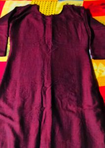Smooth Embroidered Maroon Kurti Soft Material 🤎