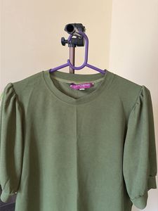 Olive Green Puff Sleeve Top