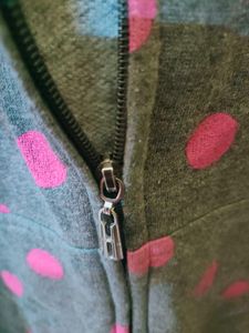 Polka Dot Zip-Up Hoodie