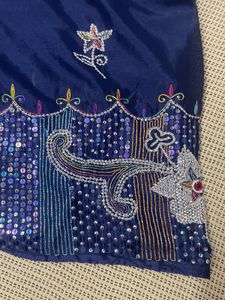 Navy Blue Sequins Heavy Saree