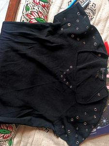Black Square Neck Top