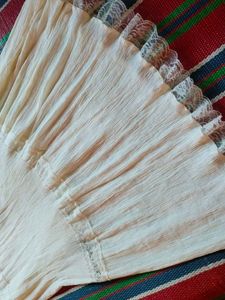 Cream Tiered Lace Trim Skirt