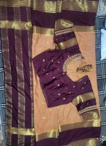 Mysore crepe silk peach