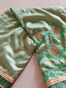Silk saree With Resham And Jari Embroidery