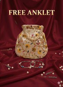 Floral Embroidered Potli Bag with anklet