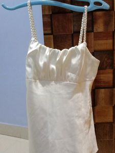 Very Good Imported Satin Off White Party Wear Top