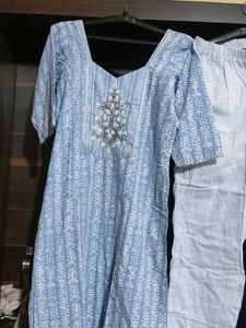 Blue Printed Kurta Set