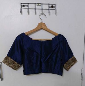 Elegant Blue Embroidered Silk Saree