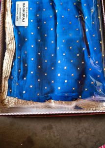 New Royal Blue &amp; Gold Saree