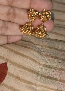 Gold Jhumka Earrings