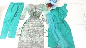 Teal Indian Outfit , very luxury India Outfi