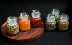 Set of 6 Glass Spice Jars