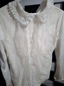 Elegant White Pearl Lace Top💗