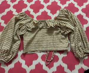 Gingham Ruffle Crop Top