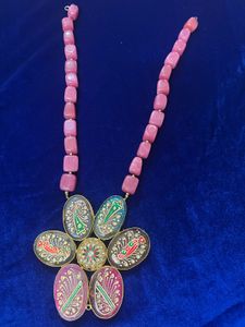 Statement Pink Beaded Necklace